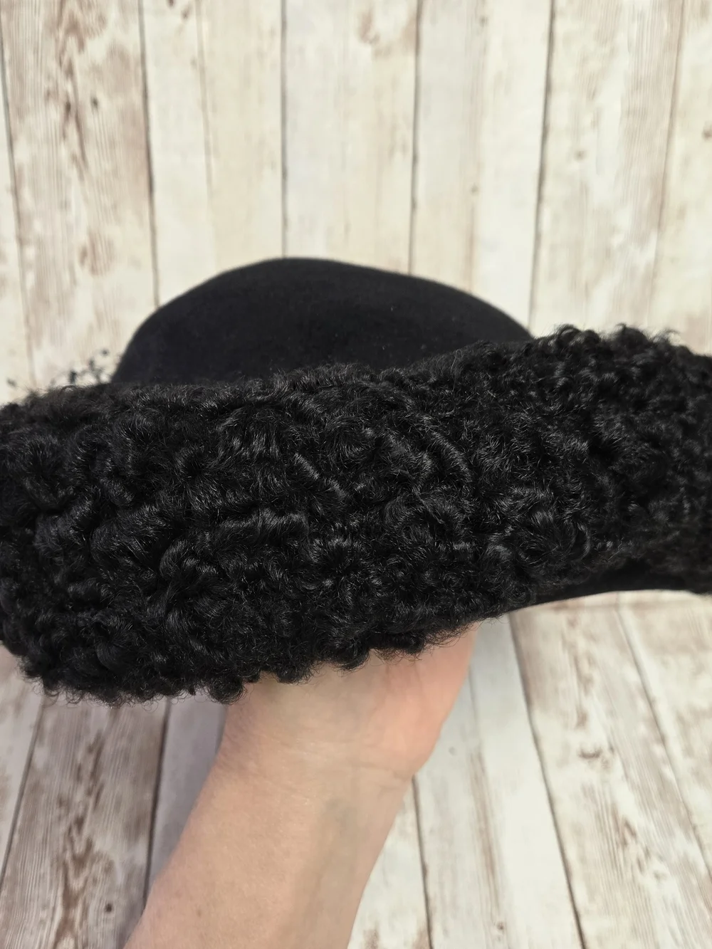 Vintage Carson Pirie Scott & Co. Black Wool Hat Sz 23 Lace Trim Dress Cap